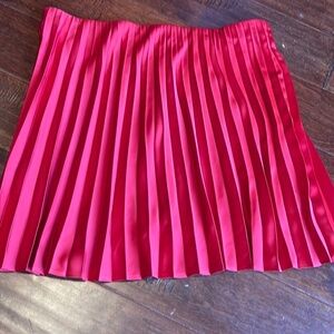 J. Crew pleated skirt bright red brand new classic longer length hemline sz L